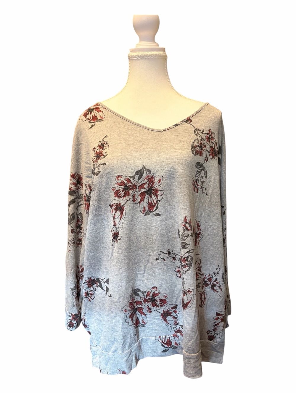 Floral V-Neck Lightweight Sweatshirt